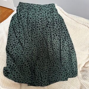 Elegant Green Polka Dot A-Line Skirt